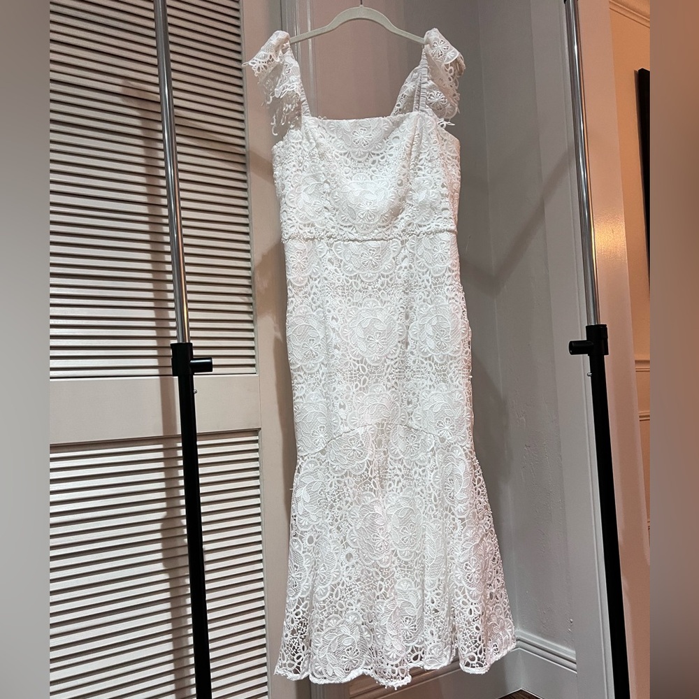 Shoshanna White Lace Midi Dress